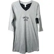 Rene Rofe NWT Women's Gray 3/4 Sleeve Smitten Kitten Nightgown Size Medium