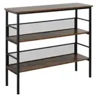 HOMCOM 3-Tier Console Table 12.5" x 36.25" Rectangle Metal Wooden Shelf in Black