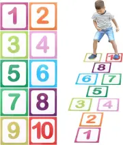 10 Pcs Number Floor Stickers Hopscotch Lattice Floor Stickers Floor Decals, N...