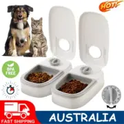 2*Dispenser Cat Food Dispenser Automatic Pet Dog Feeder Timer Bowl Auto Feeder
