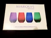Marquis by Waterford Se of 4 VINTAGE JEWELS Stemless Wine Glasses NEW