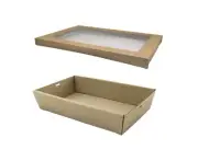 20 X Brown Kraft Disposable Catering Grazing Boxes Trays with Lids - Brown - ...