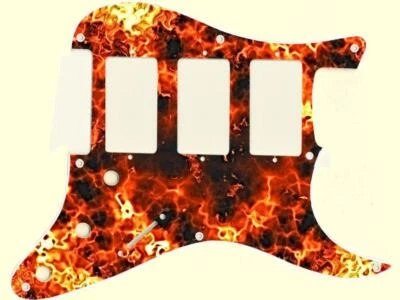 Pickguard Custom to fit Fender Graphic Stratocaster HHH 11 Hole Fire Ball
