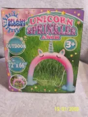 Kid's Splash Buddies Outdoor Inflatable 72" X 66" Unicorn Sprinkler Ages 3+ New