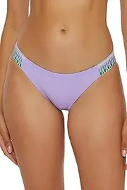 [BECCA] Women's Delilah Avery American Tab Bikini Bottom, Cheeky Coverage, Swimwear Separates, Bellflower, Small