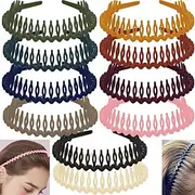 1PC Non Slip Fashion Effortless Plastic Headbands with Teeth Comb Skinny Hair Bands for Women Men Teen Girls, Long Teeth Morandi