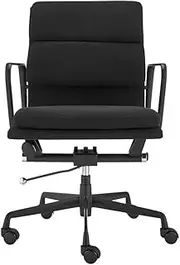 Matt Blatt Eames Premium Replica Low Back Soft Pad Office Chair Fabric (Black/Black) - MBEAPOCLBFA