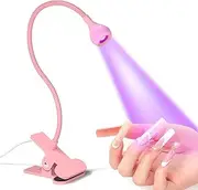 Corigly UV Nail Lamp - 3W Nail Dryer with Securing Clip Rotatable for Curing Gel Polish, Gooseneck Mini LED Nail Polish Lights for Manicure Curing Light for Salon, Pink