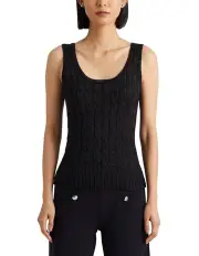 [Lauren Ralph Lauren] Metallic Cable-Knit Sleeveless Sweater in Black