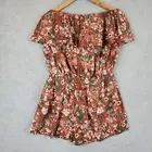 ISHKA Jumpsuit Playsuit Womens Large Rust Floral Strapless Boho Hippie Festival