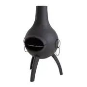 Charmate 50x96cm Chiminea Outdoor Folding Griller With Serving Board Black