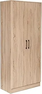 2-Door Storage Pantry Cabinet, Multi-Purpose Broom Cupboard Unit, Light Sonoma Oak