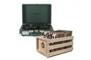 Crosley Cruiser Bluetooth Portable Turntable - Emerald Green + Bundled Crosley Record Storage Crate