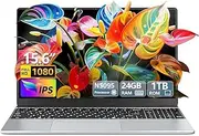 15.6 Inch Laptop, Gaming Laptop, Laptops 24GB 1TB SSD, Laptop Computer N5095, Traditional Laptop Computers 180 Angle Opening, Lap top Fingerprint Unlock Backlit Keyboard, 1920X1080 FHD IPS MINI-HDMI