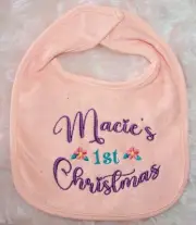 Christmas Baby Bib | Burb cloth / smock |Personalised Gift | My 1st Christmas PP