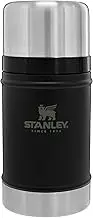 Stanley Vacuum Insulated Large Food Jar, 18/8 Stainless Steel Food Jar for Cold and Hot Food, Soup Thermos with Leak Proof Lid Doubles as Cup, Wide Mouth Food Thermos, Matte Black, 24oz