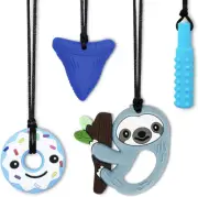 Chewy Necklace Sensory Toys for Autism | 4-Pack Silicone Chew Necklaces for K...