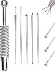 [OUFER] Piercing Ball Grabber, 16G 18G Flat Back Earrings Piercing Guide needle Tool, Surgical Steel Internally Threaded Push Pin External Thread Assistant Body Piercing Kit for Ear Nose Lip Tool