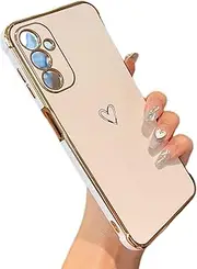 [ZTOFERA] Designed for Samsung Galaxy A13 5G Case,Cute Plating Edge Love Hearts Pattern with Camera Lens Protection Phone Cover for Girls Women,White