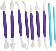 BQLZR Double-Head Plastic Polymer Pottery Clay Sculpture Modelling Carvers Tool Rod with Irregular Shape Edge Set of 9