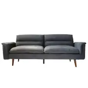Design Square Designer Modern 3-Seater Suede Fabric Lounge Couch Sofa Bed - Grey