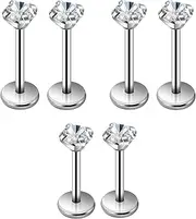 [WQEDVN] 6 PCS Tragus Piercing Jewelry for Women, Cartilage Earrings, Piercing Nose Studs, Tragus Earrings(0.8mm*8mm4 Pairs 0.8mm*10mm2 Pairs)