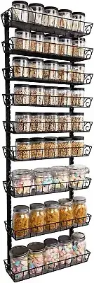 Large-Capacity 9-Tier Spice Rack - Adjustable Wall Organizer for Kitchen & Bath