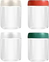 4 Set 16oz Broad-Opening Mason Jars with Seals, Spill-Proof Glass Nighttime Oats Container, Multipurpose Compact Glass Canister for Fruits, Salad Dressings, Sauces, Grains, Pasta, Sugar, Beans, Spices