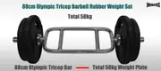 Total 58kg - 88cm Olympic Tricep Barbell Weight Set - Rubber Coated Weight Plate
