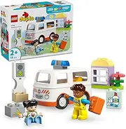 LEGO DUPLO Ambulance & Driver Kids' Toy with 2 Character Figures, Educational Montessori Toy for 2 Plus Year Old Toddlers, Car Toy for Baby, Boys & Girls, Develops Fine Motor Skills 10447