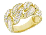 10K Yellow Gold Baguette 2.3CT Real Diamond Cuban Ring Band 13MM