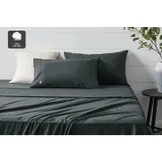 Aesop Stone Wash 100% Cotton Sheet Set - Charcoal, Double - Double