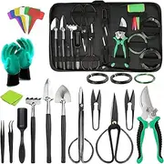 Bonsai Tools Kit, Bonsai Tree Tools Kit, Gardening Bonsai Tool Sets, High Carbon Steel Succulent Gardening Trimming Tools Set with Pruning Shears, Bonsai Scissors, Leather Bag for Garden Plant