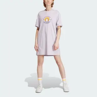 Adidas Tee Dress IN4139 女 連身洋裝 長版 亞洲版 休閒 復古 柔軟 棉質 舒適 穿搭 淺紫