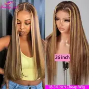 Highlight Brown Straight Lace Front Wig Human Hair Wigs Women Lace Closure Wig