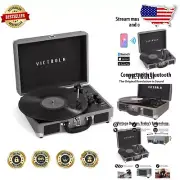 Portable 3-Speed Bluetooth Turntable with Built-in Speakers & Vintage Design