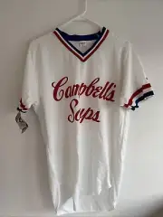 Vintage Campbells Soup Baseball Jersey Mens L White Wilson Ringer 80s USA Made