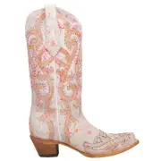Corral Boots Fluorescent Embroidered Tooled Inlay Studded Snip Toe Cowboy Women