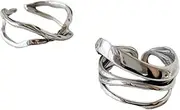 [Generic] Gothic Stackable Knuckle Rings Set 2Pcs Irregular Index Finger Ring Half Open Midi Ring for Women or Men