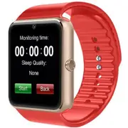 Smart Watches GT08 Clock Sync Notifier Support Sim TF Card Bluetooth Connectivity Android Phone Alloy Smartwatch - Red With Box
