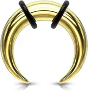 [Pierced Owl] 8-14GA Stainless Steel Basic Septum Pincher Nose Ring with 2 Black O-Rings