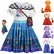 Girls' Encanto Dress with Bags Mirabel Isabela Luisa Madrigal Cosplay Costume Flower Girl Dress Vacation Dress Cute Movie Cosplay Outfit Children's Day Hallowe