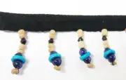 Beaded Fringes Dark Blue Glass Turquoise Bone Ring Natural Wood Beads Dance Lamp