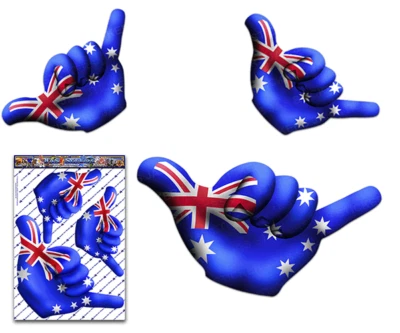 AUSSIE FLAG HANG LOOSE SHAKA Funny Car Stickers Pack-ST055AU_3 - Australian Made
