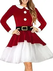 [Edhomenn] Women Christmas Mrs. Claus Costume Dress Santa Suit Cosplay Party Fancy Dress