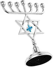 LIFKICH Israel Menorah Candlestick Decor Festival Tabletop Ornament 7 Branch Stand for Hanukkah Home Office Decor
