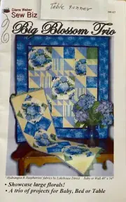 Big Blossoms Trio Table Runner Quilt Kit (blue,peach,yellow)