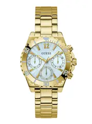 GUESS Women's Gold Phoebe Blue Dial Link Watch