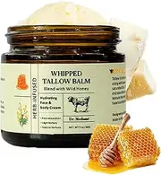 Beef Tallow Balm, Organic Grass Fed Beef Tallow Balm, Honey Tallow Cream, Suitable for Face, Body, Deep Hydration, Soothes Dryness, Repairs Skin Barrier