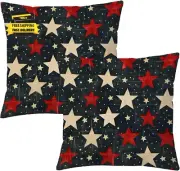 4Th of July Pillow Covers 18X18 Set of 2, America Retro Red White Stars Decor Pa